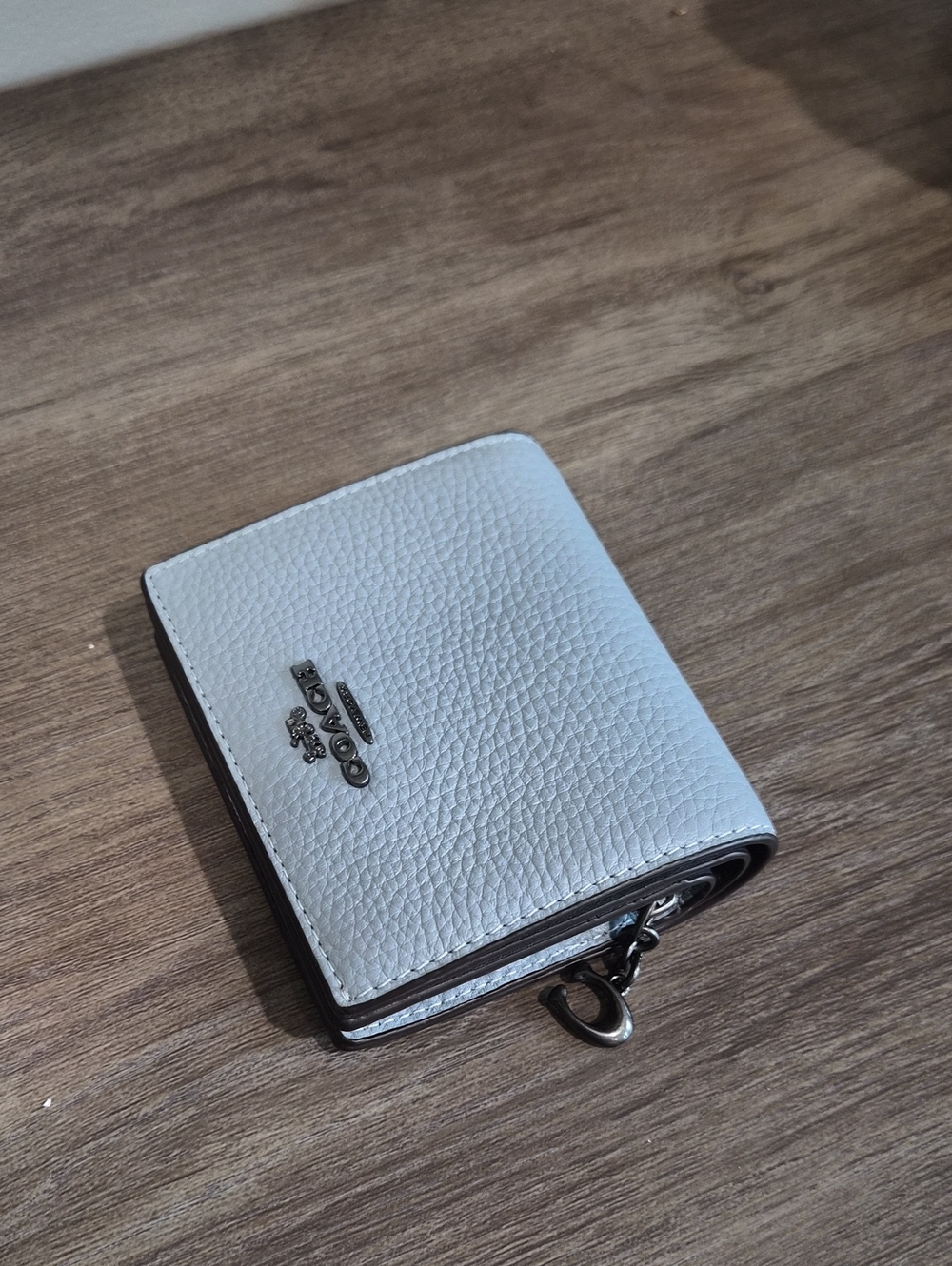 NEW Coach Women Pebbled Leather Bifold Wallet in Light Gray - NWOT